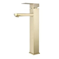 Robinets de lavabo modernes en acier inoxydable à levier unique montés sur le pont en or brossé Robinet haut pour vasque de salle de bains à eau chaude et froide