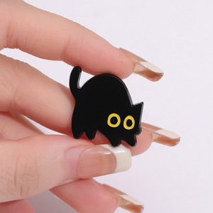 Épingles en métal émaillé cloisonné de haute qualité, motif petit chat noir mignon, noir et blanc, 2-3 cm, 13 couleurs - Product Image 2