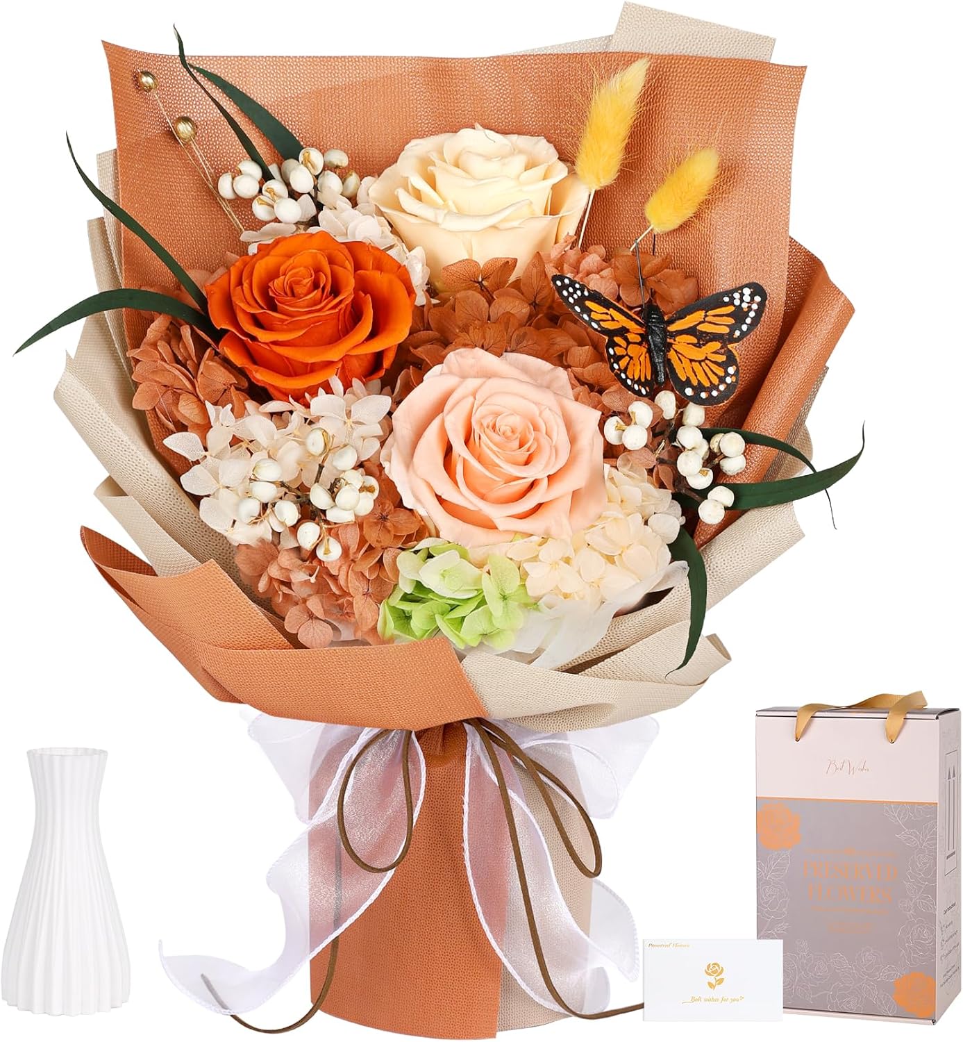 3 rosas naranja