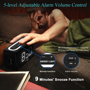 Despertador digital multifunción, reloj de escritorio de 7 colores con carga USB y cambio de color - Product Image 5