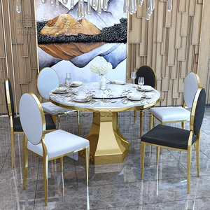 Vendita calda eventi Hotel mobili tavoli quadrati in acciaio inox <span class=keywords><strong>bianco</strong></span> MDF argento/oro <span class=keywords><strong>tavolo</strong></span> da pranzo di nozze - Product Image 4