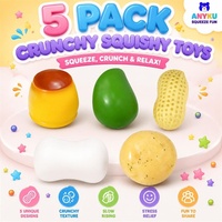 Lot de 5 jouets moelleux et croustillants transfrontaliers, style blocs de construction, ensemble de balles à presser faites à la main en TPR, conditionnés individuellement