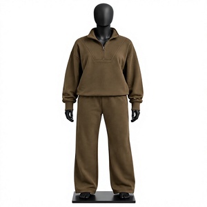 Chándal Unisex de Color Sólido, Informal, Transpirable, con Cierre de Cremallera de un Cuarto, Manga Corta, Corte Regular, Ligero, de Algodón, para Invierno - Product Image 1