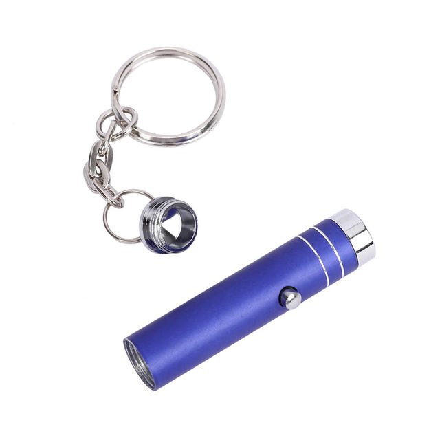 2in1 Aluminum Lr41 Battery Operated Led Flashlight Portable Mini Uv Laser Light Lamp Money Detector Keychain