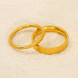 ZOGXIN Gold Plated <b>Titanium</b> Steel <b>Ring</b> Plain Band Women's Jewelry Everyday Wear Geometric Design Circular Lines - Product Image 2
