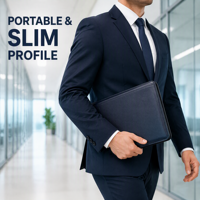 Porte-documents professionnel en cuir PU avec fermeture éclair personnalisable, porte-bloc-notes et porte-stylo