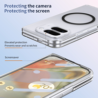 Étui de téléphone magnétique ultra-fin transparent en PC résistant aux chocs avec film en verre pour Google Pixel 10 Pro Fold Cover avec Samsung