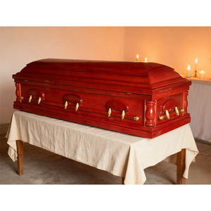 Ataúdes de Madera de Sapele de Alta Calidad Estilo Americano Qianrui, Ataúd de Madera para Adultos con <span class=keywords><strong>Acabado</strong></span> de Terciopelo Satinado y Asas - Product Image 3