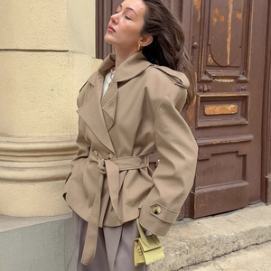 <span class=keywords><strong>Manteau</strong></span> trench décontracté <span class=keywords><strong>mi</strong></span>-<span class=keywords><strong>long</strong></span> kaki à col cranté et ceinture nouée, nouvelle collection automne 2025 pour <span class=keywords><strong>femme</strong></span> - Product Image 3