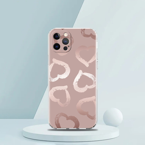 Custodia per telefono di lusso rosa rosa amore cuore per <span class=keywords><strong>iPhone</strong></span> 16 15 14 13 12 <span class=keywords><strong>11</strong></span> 17 Max xx X XR SE 7 8 Plus <span class=keywords><strong>Cover</strong></span> morbida in Silicone TPU trasparente - Product Image 2