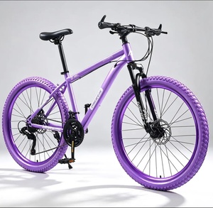 Sepeda Gunung 26 Inch Baja Karbon Warna Ungu dengan Rem Cakram Ganda, 21 24 27 30 Speed, Garpu Suspensi, dan Sadel Berlapis Busa untuk Dewasa - Product Image 1