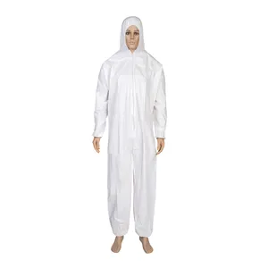 Disposable Nonwoven Protective SMS Coverall Waterproof Working Overalls Safety Protection Clothing With Hood