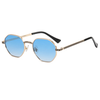 Lunettes de soleil de luxe de marques célèbres pour femmes, lunettes de soleil à monture métallique pour hommes, lunettes hexagonales, protection UV400, LOGO PERSONNALISÉ