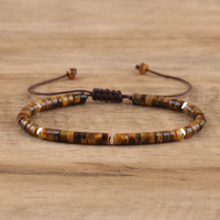 Pulsera de Cuentas de Turquesa de 2x4mm para Mujer, Tejida a Mano, Ajustable, Joyería de Piedra Natural y Cristal para Meditación y Sanación