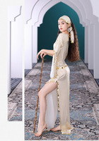 Robe longue Baladi élégante et raffinée avec broderie de paillettes, ensemble de 3 pièces pour la danse du ventre