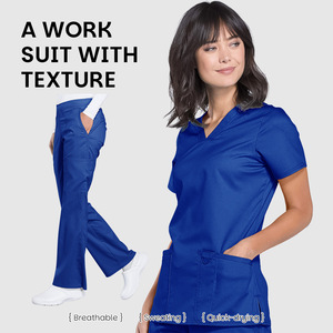 Women's <b>Scrub</b> Uniform Set Short Sleeve Breathable Quick Drying For Medical Staff Nurses Doctors Veterinarians - Product Image 2