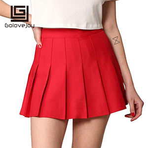 GOLOVEJOY 2023 Jupe plissée taille haute d'été pour femmes couleurs bonbons <span class=keywords><strong>Mini</strong></span> A-line couture bouton ourlet pour filles - Product Image 5