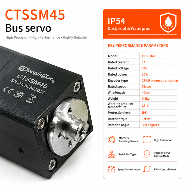 100g Metal Shell Steel Tooth Brushless 360-degree Magnetic Coding Dual-axis RS485 Serial Port Single-Phase Servo for Robot