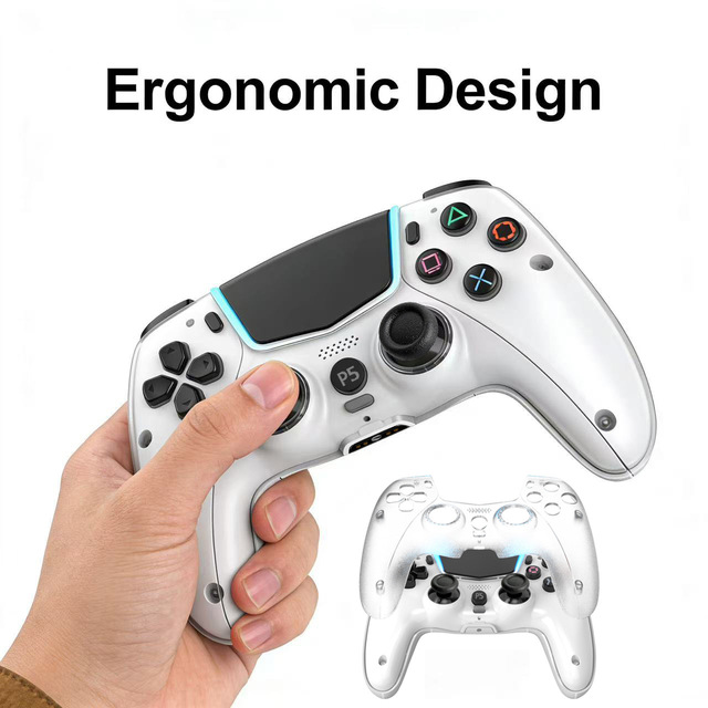 PlayStation5/ Pro/Slim/PC/Steam 6-Axis Motion RGB Light Wireless for Gamepads Marco/Turbo NO Drift Hall Effect Gaming Control