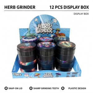 Round Plastic Manual Modern <b>Herb</b> <b>Grinder</b> 50mm with Full Printed Art Design for Accessory - Product Image 1