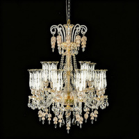 Lustre vintage en verre artistique vert, style bougie, luminaire suspendu décoratif pour salle de banquet, villa, éclairage de salle de mariage