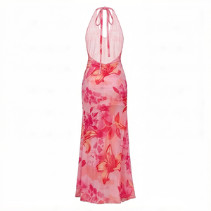 Vestido Mini de Malla Tejida sin Mangas con Cuello Tipo Capucha, Estampado Floral Digital de Lujo, Ecológico, Personalizado OEM, con Decoración de Botones - Product Image 3