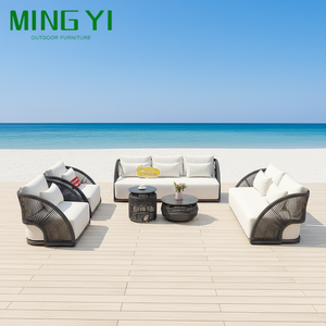 Ensemble de meubles de jardin en aluminium tressé imperméable en gros, ensemble de canapé de patio, 4 pièces avec coussin, ensemble de salon - Product Image 3