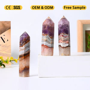 Chu Se all'ingrosso pietra curativa naturale torre di cristallo bacchetta ametista agata punto per la decorazione - Product Image 6