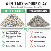 Litière pour chat 4-en-1 en gros, mélange de tofu et bentonite, sans poussière, forte absorption, contrôle des odeurs, emballage sous vide, marque privée, OEM