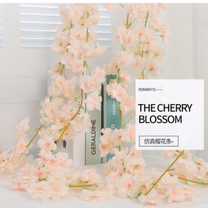 Tiras de flores de cerezo artificiales, decoraciones florales románticas para techos de bodas, decoración interior en rosa claro, blanco y rosa piel. - Product Image 1