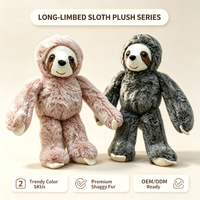 Jouet paresseux en peluche à longues bras, mignon et doux, pendentif porte-clés animal suspendu, gris rose, peluche moelleuse, mascotte pour sangle de sac à dos, en coton biologique