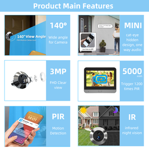 Icam แอปพลิเคชั่นระยะไกล3MP HD ตรวจจับการเคลื่อนไหวตาแมวที่ประตูกล้องมองประตูพูดได้ทางเดียวระบบรักษาความปลอดภัยอัจฉริยะบ้าน IR วิสัยทัศน์กลางคืน - Product Image 2