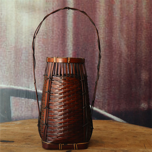 Handmade Bamboo Woven Flower Basket Decorative Vase Chinese Craft Bamboo Product Floral Home Decor - Product Image 1