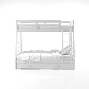 Lit superposé multifonctionnel en bois massif, double sur grand, avec bureau, 3 tiroirs, échelle et barreaux de sécurité pour chambre de garçons et de filles - Product Image 6
