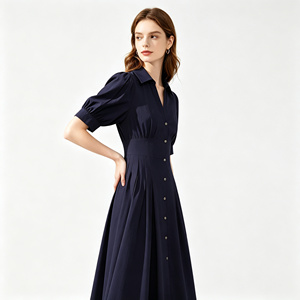 2026 New Arrival <strong>Navy</strong> <strong>Dress</strong> V Neck Button Down Office Ladies Formal <strong>Work</strong> Midi <strong>Dress</strong> Women <strong>Dresses</strong> Elegant - Product Image 2