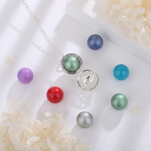 Giáng Sinh Bạc Pha Lê Trái Tim Vòng Cổ Harmony Thì Thầm Bola Thiên Thần Tình Yêu Em Bé Mang Thai Chime Locket - Product Image 6