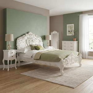 French Rococo Solid Wood <b>King</b> <b>Size</b> <b>Bed</b> Frame with Modern Antique Round Design Double <b>Bed</b> Bedroom Home Use Manufactured Indonesia - Product Image 2