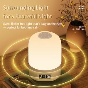Lampe de chevet LED tactile douce pour chambre d'enfant avec horloge, trois températures de couleur, rechargeable, veilleuse d'allaitement pour bébé - Product Image 1