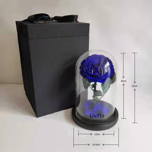 LivivfloガラスドームLEDで永遠に残るバレンタインデーのための永遠の手作りのプリザードローズ - Product Image 2