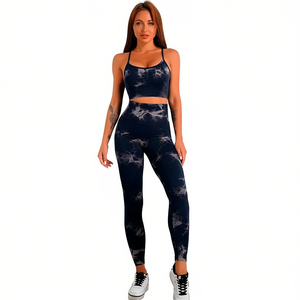 Conjunto Deportivo Tie Dye para Mujer con Push-Up y Almohadillas Extraíbles, Tejido de Alta Elasticidad con Memoria, Secado Rápido y Transpirable, Conjunto de 2 Piezas para Entrenamiento - Product Image 1