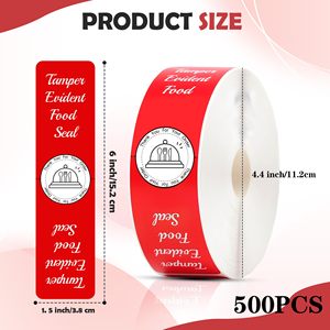 Autocollants rouges anti-effraction, 1.5x6 pouces, étiquettes de scellage pour la livraison d'aliments, boîte à pizza, boîte à boissons, scellage de fraîcheur, 500 pièces - Product Image 2