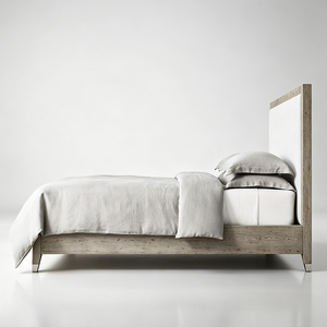 Lit Panneau Haut de Gamme Moderne Sans <span class=keywords><strong>Sommier</strong></span>, Revêtement en Tissu Cuir Gaufré Anti-Taches, Cadre Solide, Écologique, pour Hôtel et Maison - Product Image 5