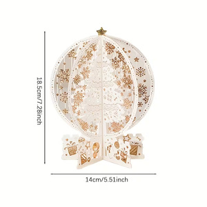 Christmas Wooden <b>Ball</b> Ornament Laser Cut 3D Snowflake Tree Decor Round Festival Handmade Hanging Decoration - Product Image 3