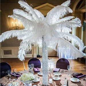 Salju Putih Bulu Burung Unta untuk Pernikahan Centerpiece Dekorasi