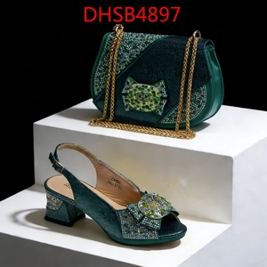 Conjunto de zapatos y bolsos africanos de alta calidad, Sandalias de tacón alto para fiesta de Nigeria, embrague a juego con piedra - Product Image 5