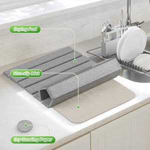 Tapete de Piedra Diatomácea Superabsorbente de 24*16 Pulgadas, Ecológico, de Secado Rápido, Plegable, para Cocina, Baño y Encimeras - Product Image 4