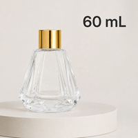 Bouteille diffuseur à roseaux en verre facetté de 60 ml, transparente, dégradé ambre, vide, pour huiles aromatiques, pour parfum d'intérieur - Vente en gros