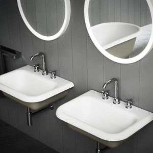 Agape memoria contemporanea tre fori bacino gruppo doppio rubinetti termostatici olio spazzolato spazzolato miscelatore di acqua fredda calda per la scuola - Product Image 3