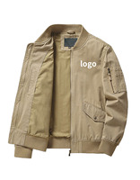Blouson Bomber Homme Personnalisé OEM, Design Tendance, Épais, Col Montant, en Polyester Délavé, Fermeture Éclair, pour l'Automne