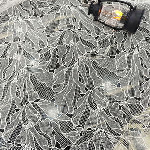 フレンチスタイル魚シルク糸ギプール刺繍装飾女性用ロングドレスウェディングレース花嫁イブニングドレスレース生地 - Product Image 5